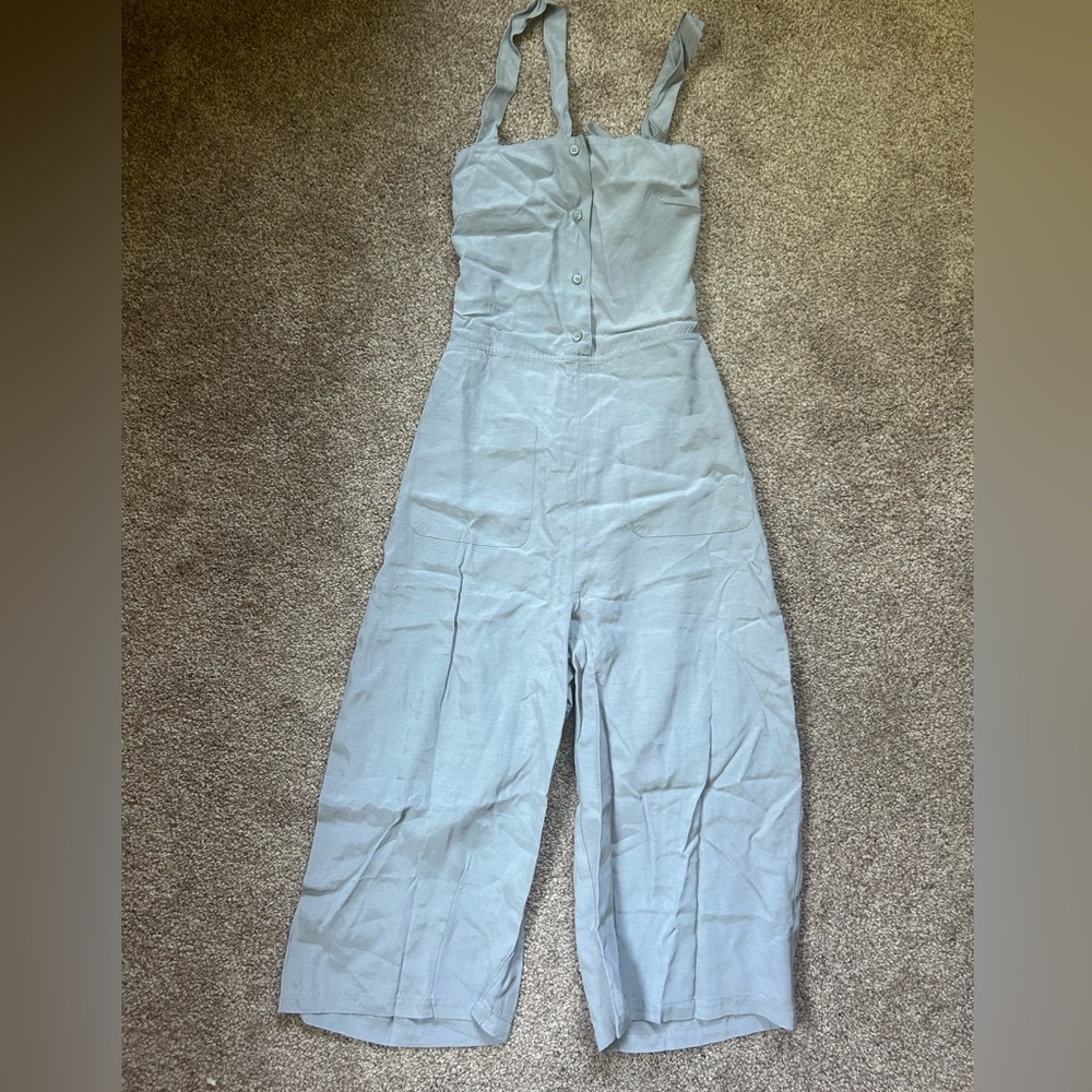 Kittenish blue cropped jumpsuit
